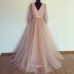 Rochie de mireasa in tonuri de rose quartz, peach si cappuccino